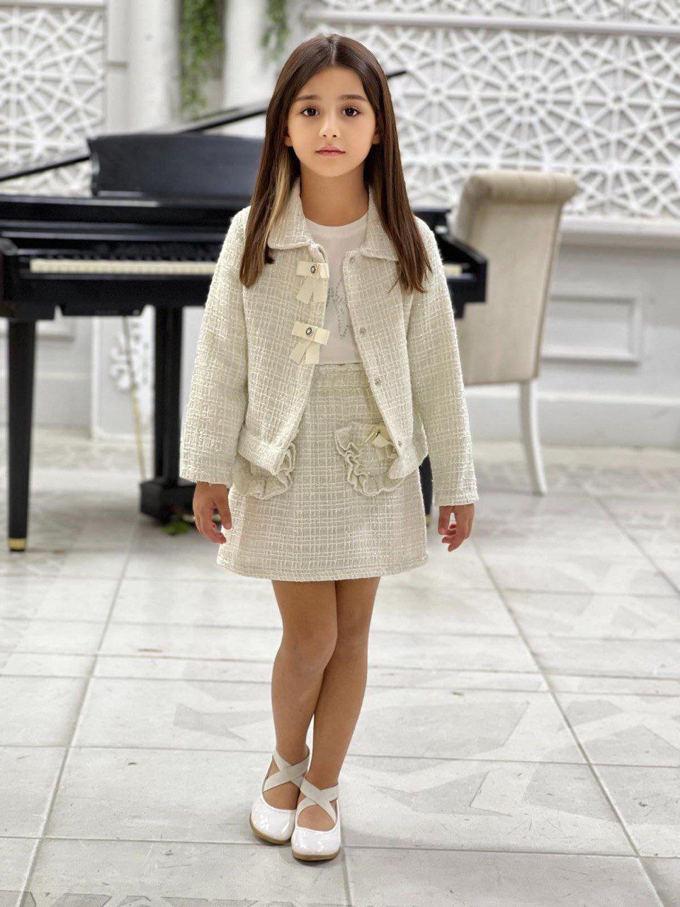 Girls’ Elegant Tweed Skirt shirt and Jacket Set - Kids Girls (3-8Y)