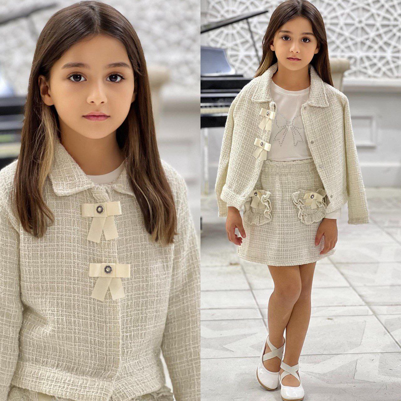 Girls’ Elegant Tweed Skirt shirt and Jacket Set - Kids Girls (3-8Y)