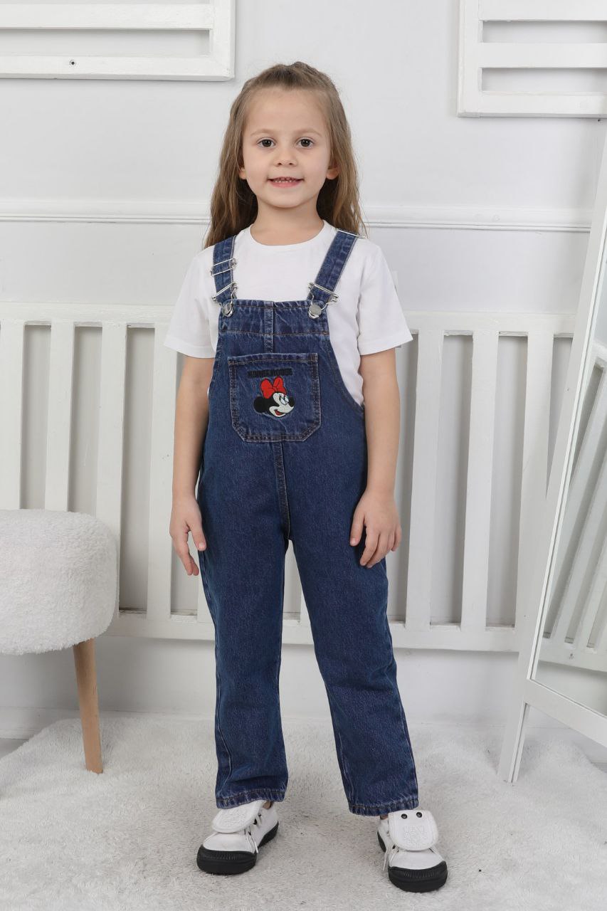 Girls Classic Denim Minni Mouse Overalls- Kids Girls (3-10Y)