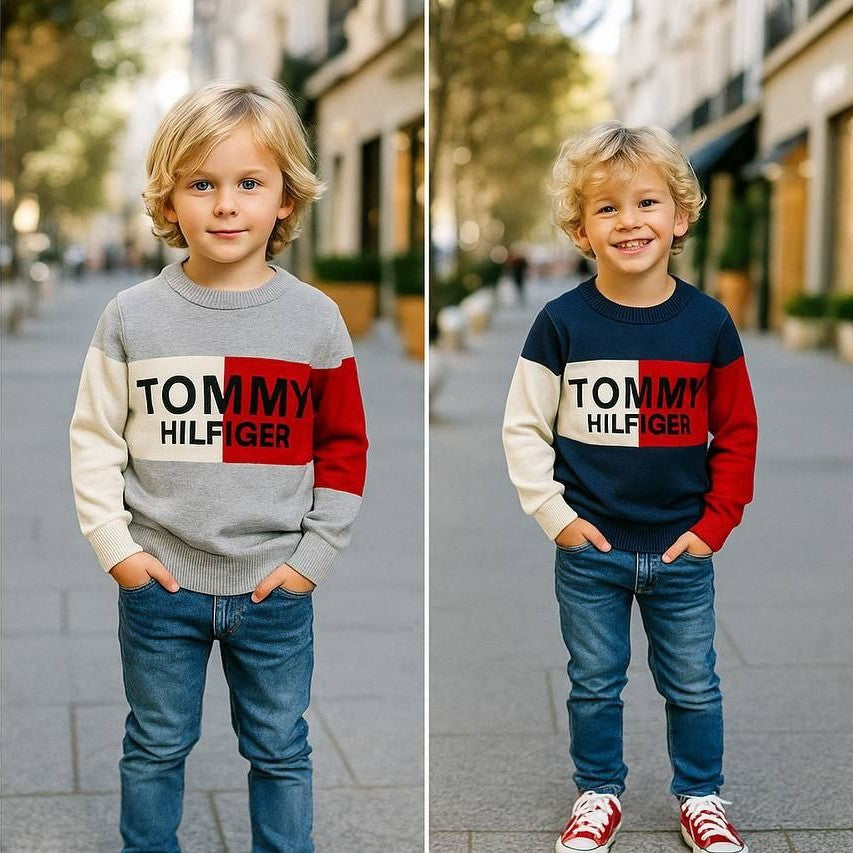 Boys Tommy Classic Color Block Knit Sweater - Kids Boys (1-12Y)