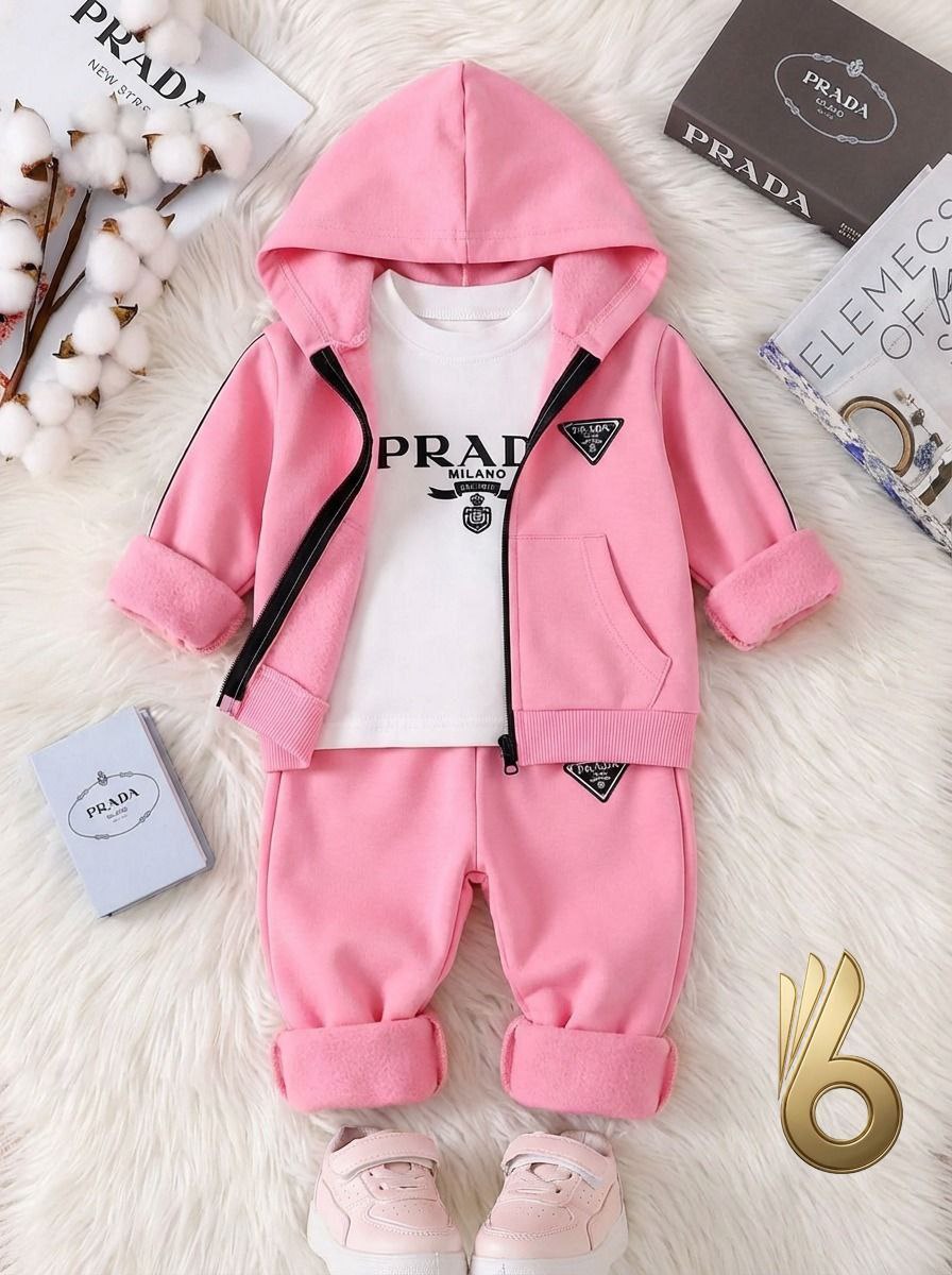 Baby Girl Prada Pink Hoodie Tracksuit Set - Baby Girls (6 to 24M)