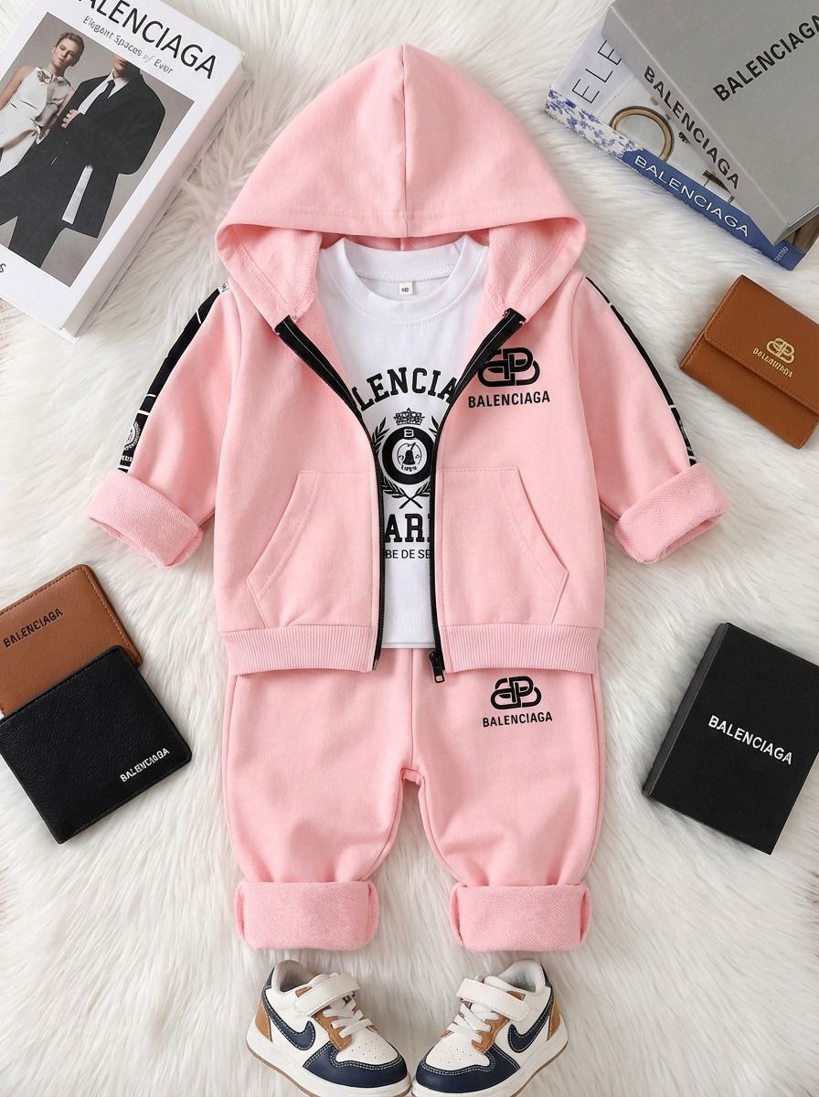 Baby Girl Balenciara Pink Hoodie Tracksuit Set - Baby Girls (6 to 24M)