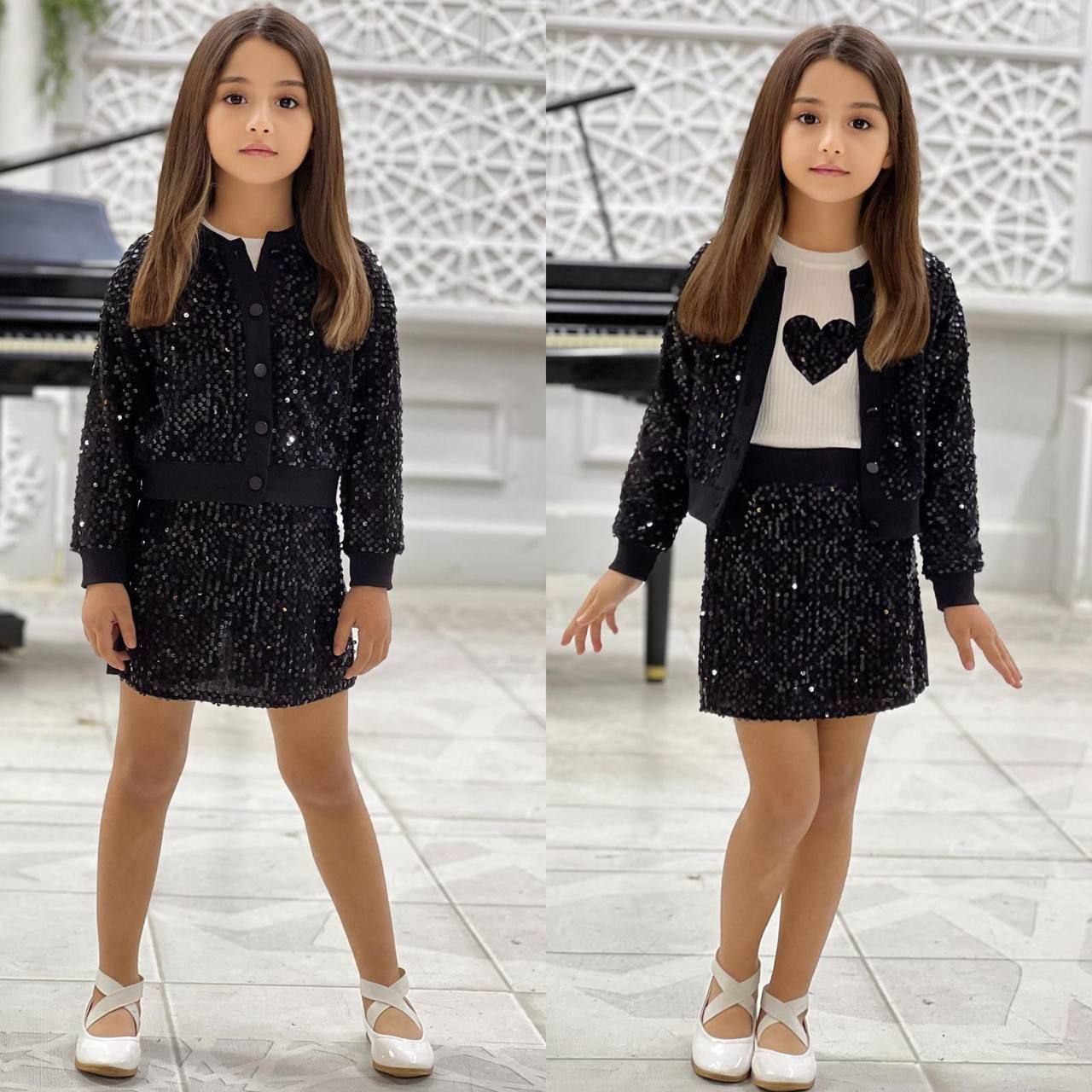 Girls Black Sequin 3-Piece Outfit Set - Kids Girls (5-10Y)