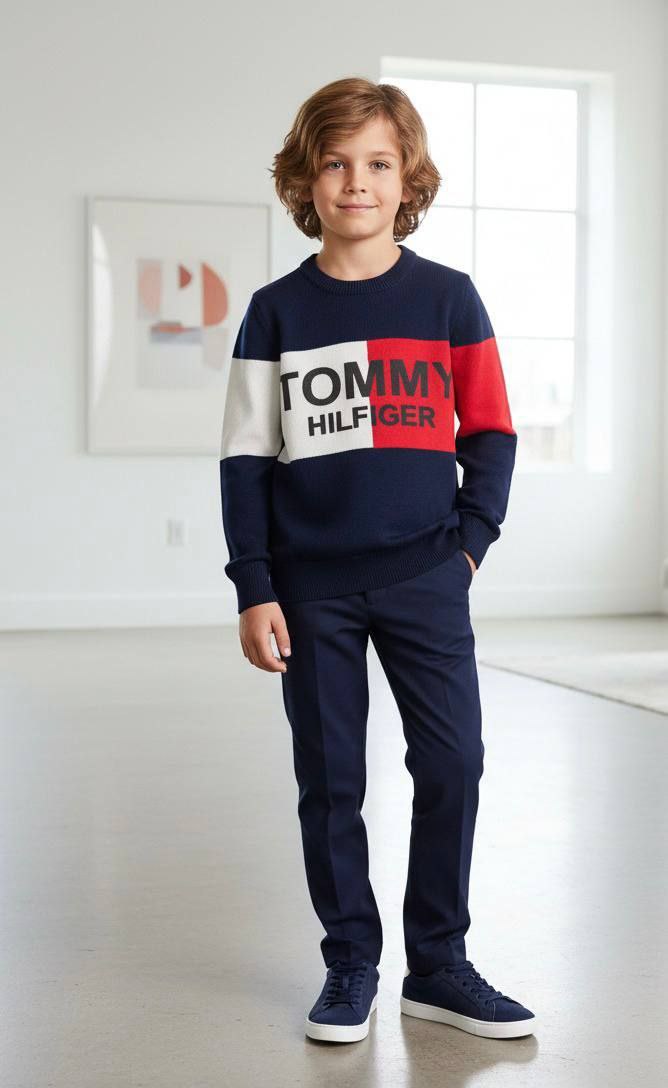 Boys Tommy Classic Color Block Knit Sweater - Kids Boys (1-12Y)