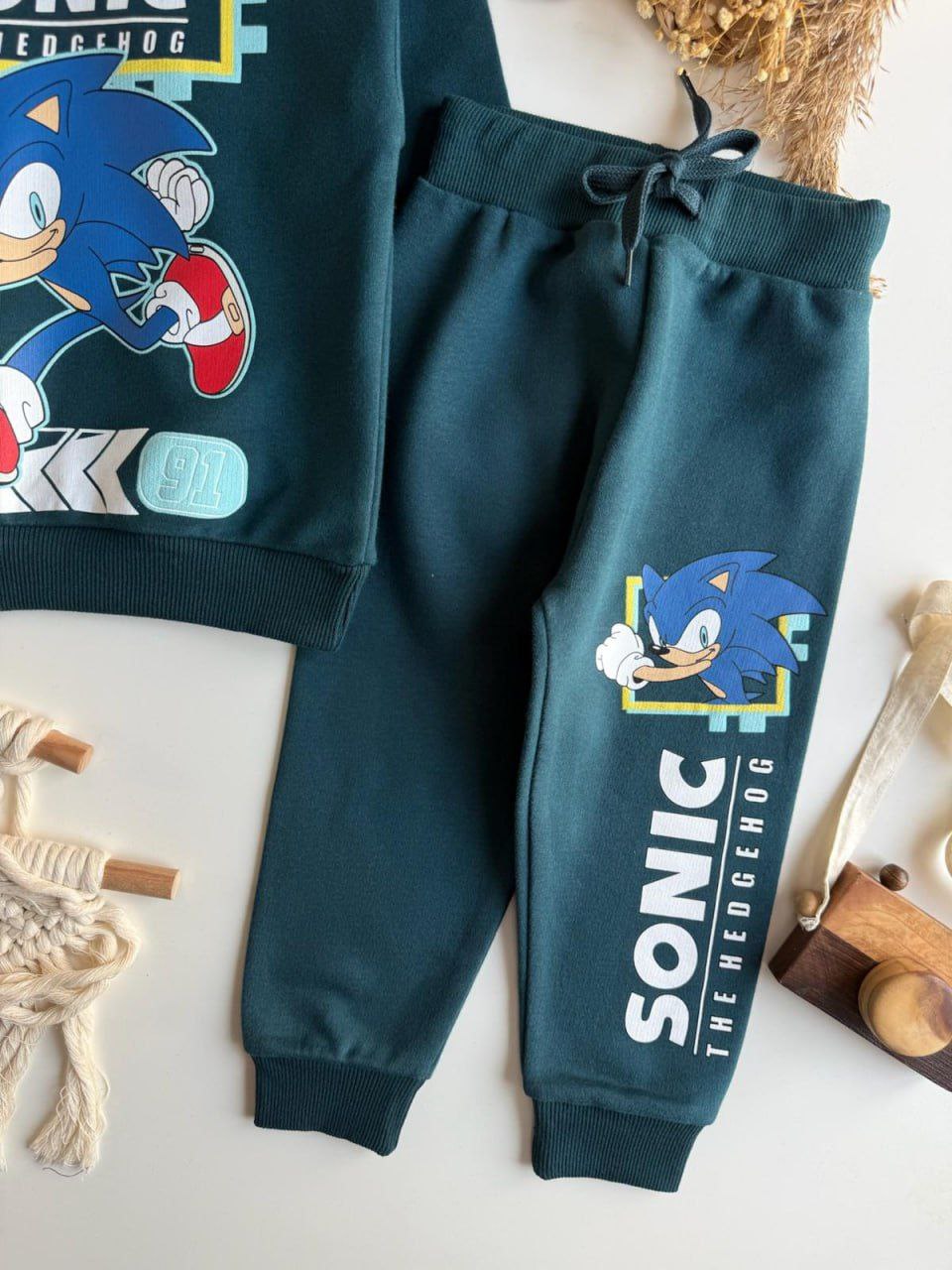 Sonic Dark Green Kids Boys Cotton Set - Kids Boys (2-8Y)