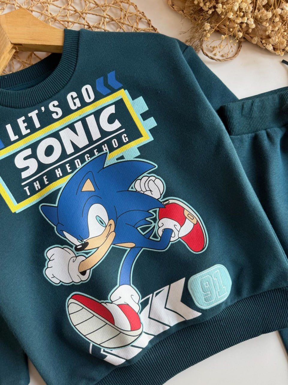 Sonic Dark Green Kids Boys Cotton Set - Kids Boys (2-8Y)