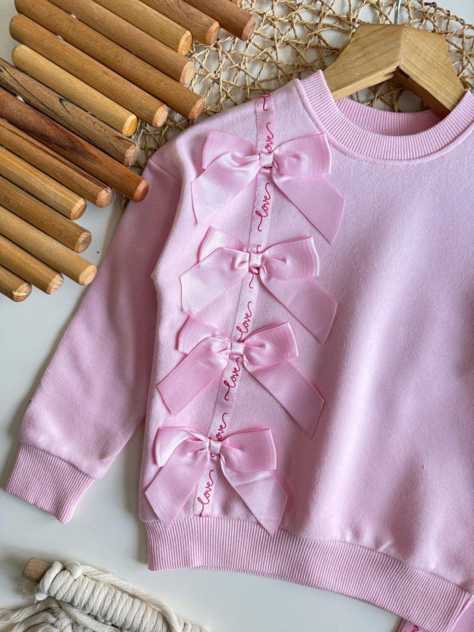 Girls Pink Love Bow Lounge Set- Kids Girls (2-8Y)