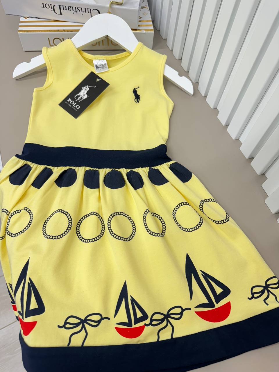 Polo Girls Nautical Summer Dress Yellow- Kids Girls (Age 2 -12Y)