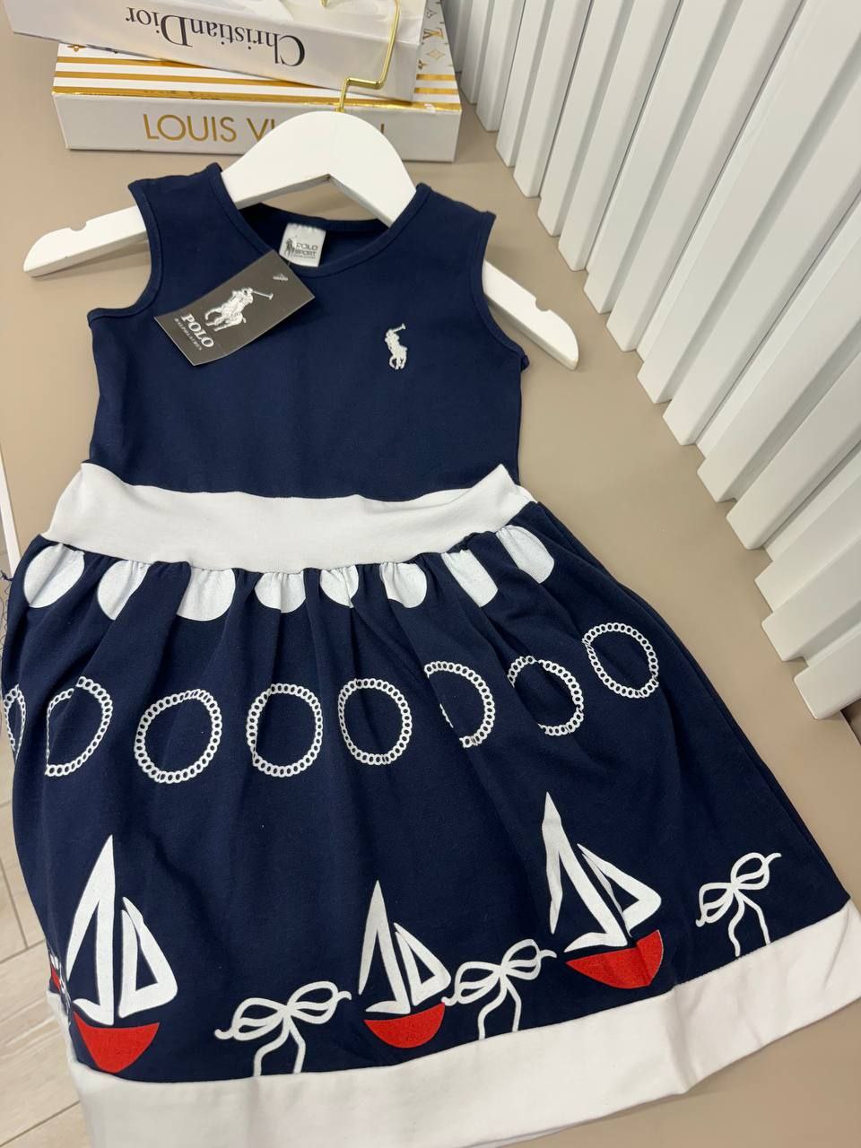 Polo Girls Nautical Summer Dress Navy- Kids Girls (2 -12Y)