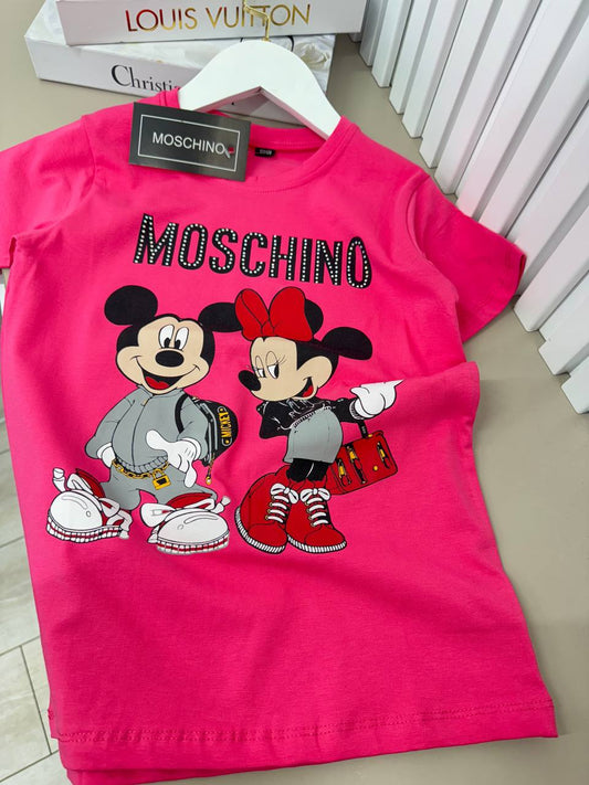 Moschino Mickey and Minnie Fuchsia T-Shirt - Kids/Teens Girls (2 -16Y)