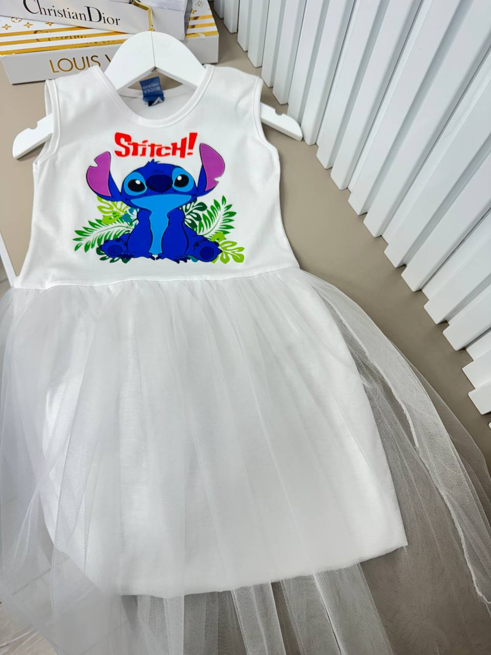 Stitch Princess Tulle White Dress for Girls - Kids Girls (Age 3 -10Y)