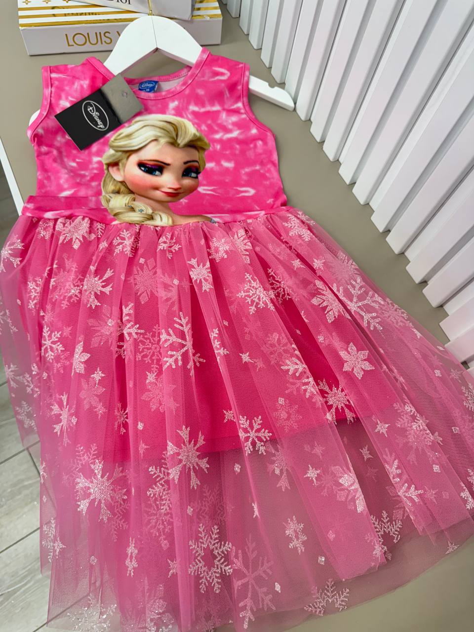 Frozen Pink Princess Snowflake Dress for Girls - Kids Girls (Age 3 -10Y)