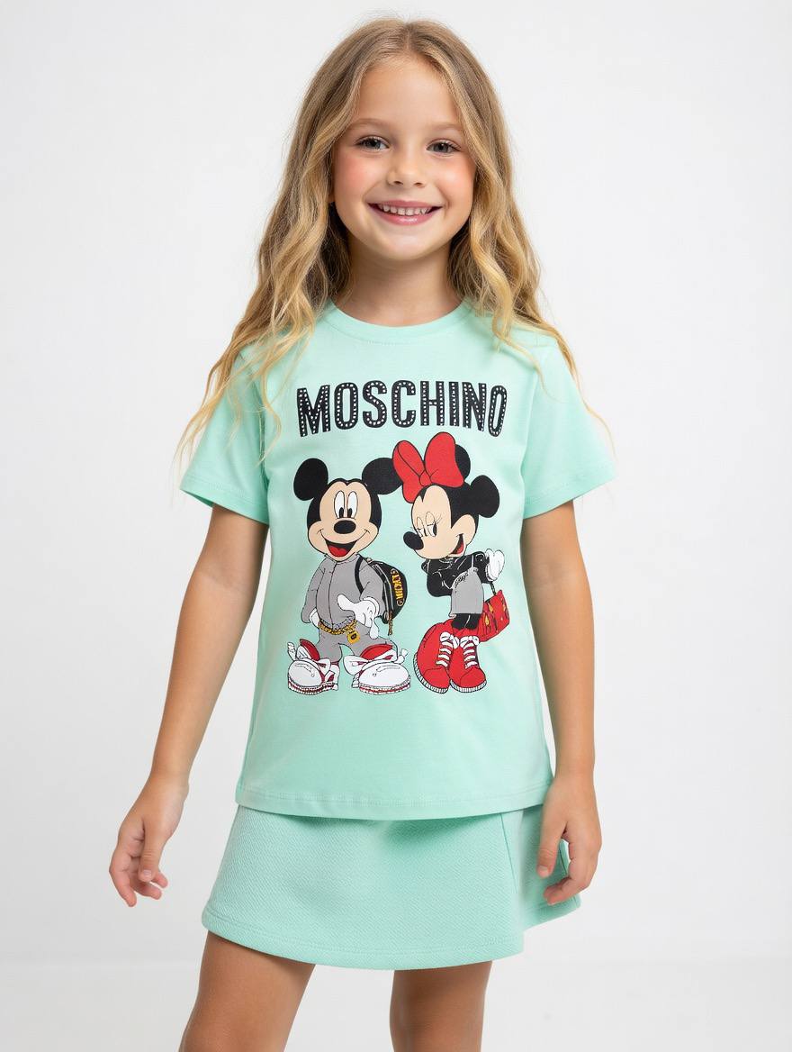 Moschino Mickey and Minnie Mint T-Shirt - Kids/Teens Girls (2 -16Y)