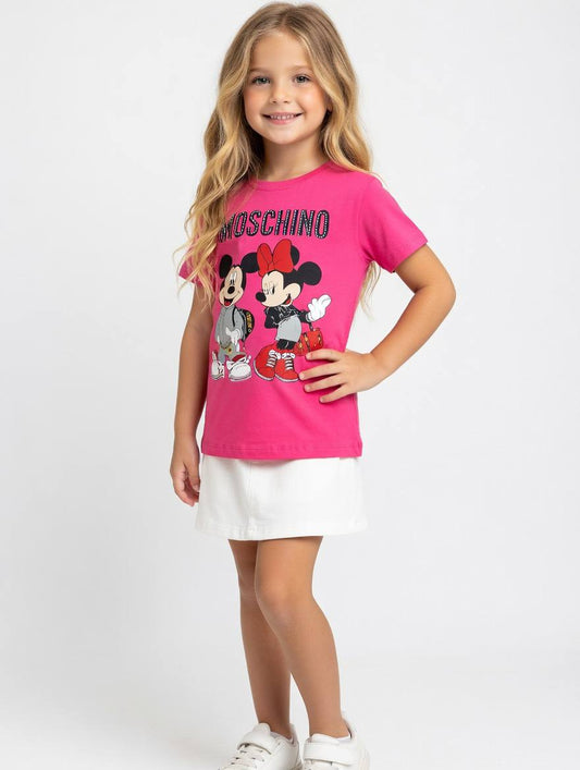 Moschino Mickey and Minnie Fuchsia T-Shirt - Kids/Teens Girls (2 -16Y)
