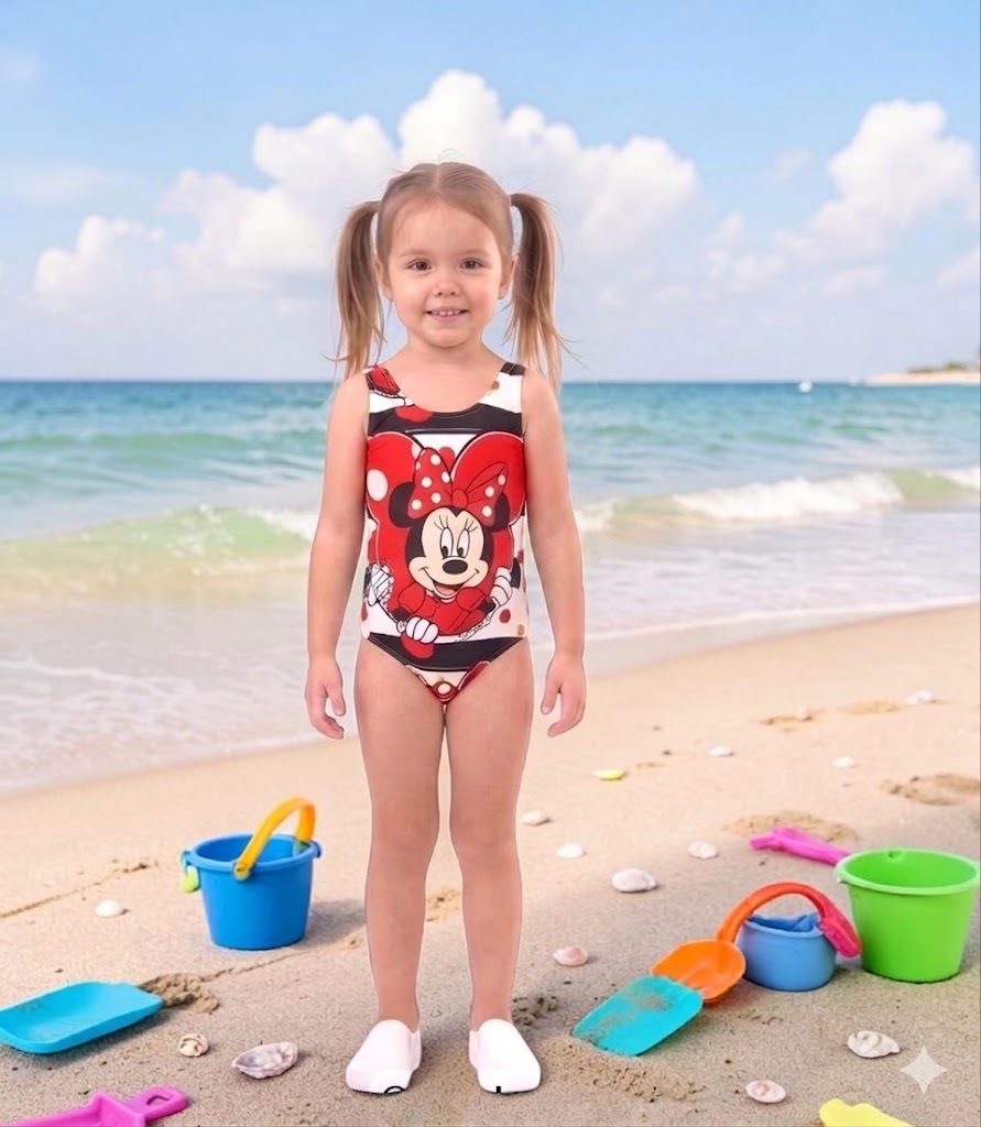 Disney Minnie Mouse One-Piece Swimsuit - Kids Girls (Ages 2-8)