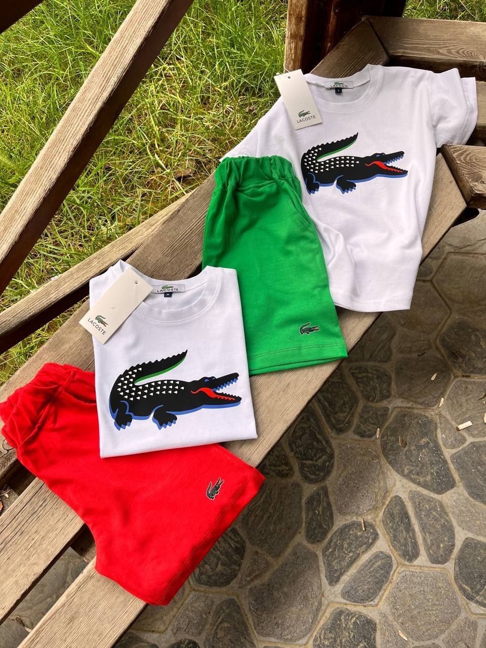 La Coste Kids Crocodile Tee and Shorts Summer Set –– Kids Boys/Girls (Ages 3 to 12)