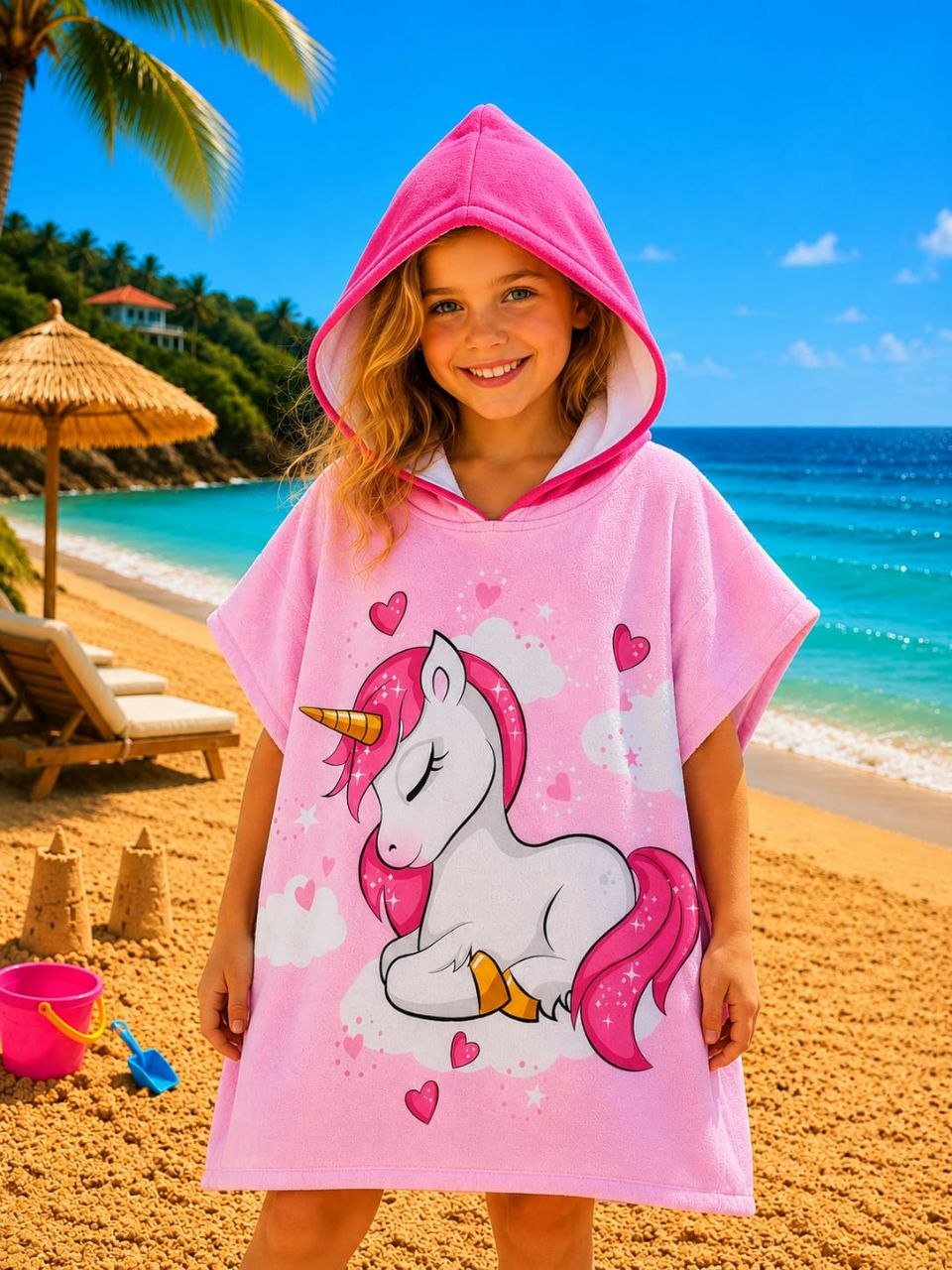 Kids Hooded Unicorn Towel Poncho - Kids Girls (All Ages)