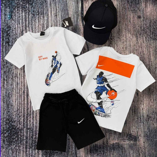 NIKE Kids Basketball Graphic white Tee, Shorts and Cap Set - Kids Boys/Teens (Age 2-16)