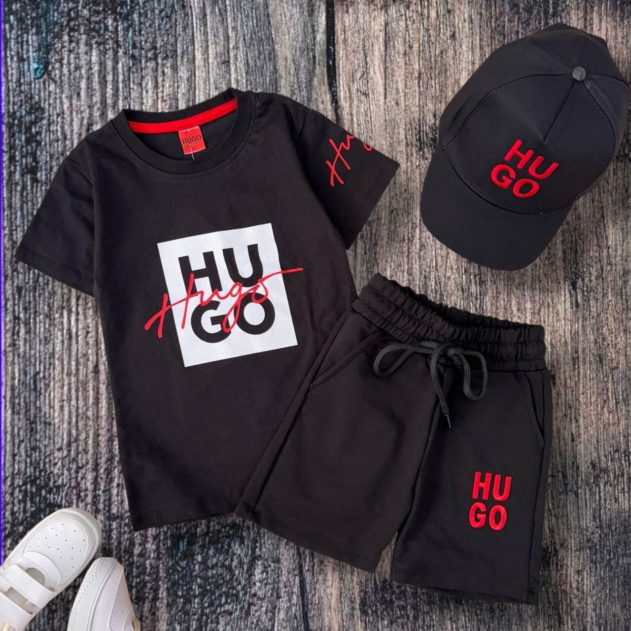 HUGO Boss 3-piece T-shirt Shorts and Cap Summer Set–– Kids Boys (Ages 3 to 12)