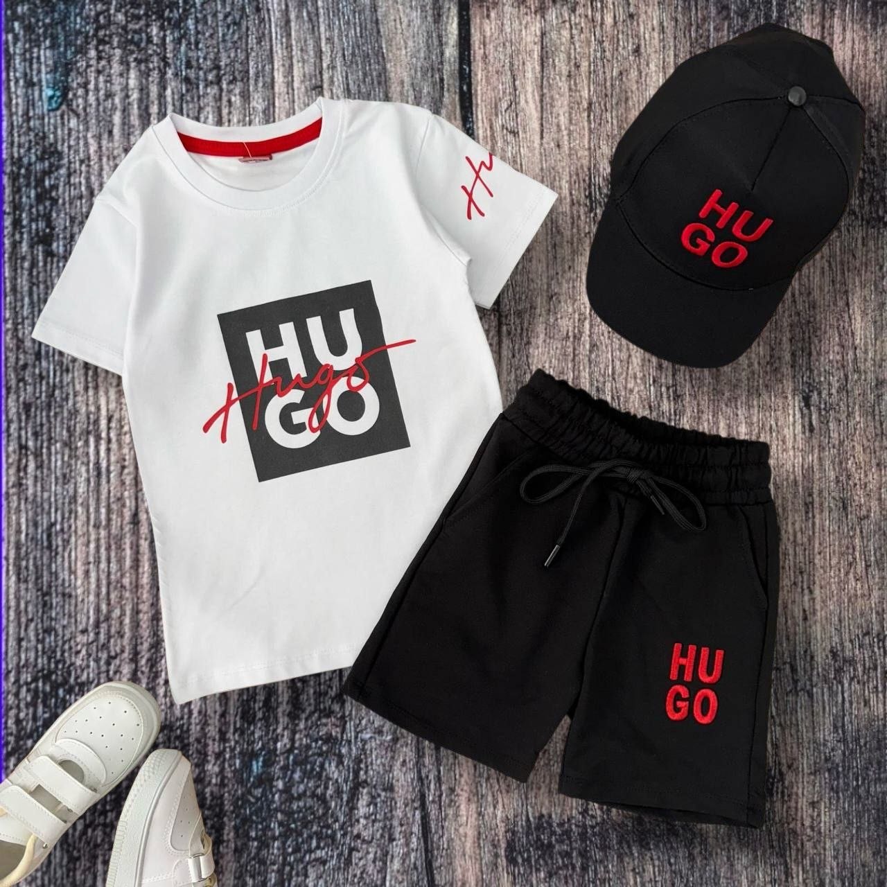 HUGO Boss 3-piece T-shirt Shorts and Cap Summer Set–– Kids Boys (Ages 3 to 12)