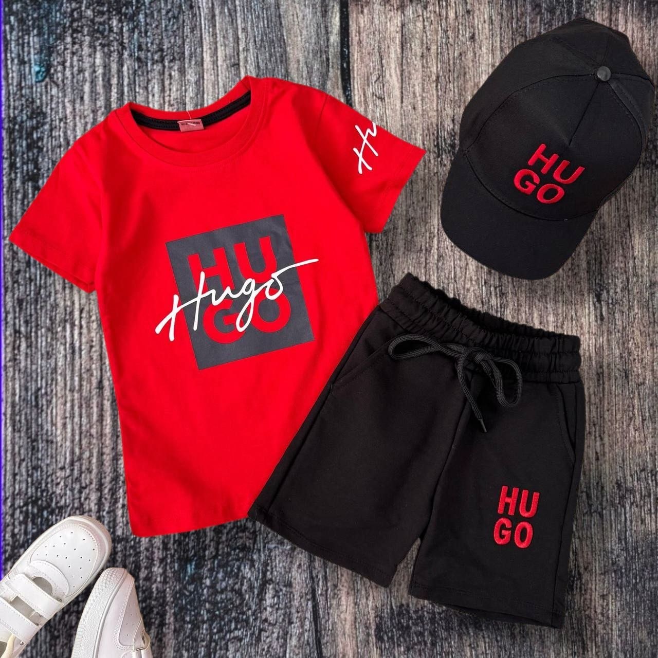 HUGO Boss 3-piece T-shirt Shorts and Cap Summer Set–– Kids Boys (Ages 3 to 12)