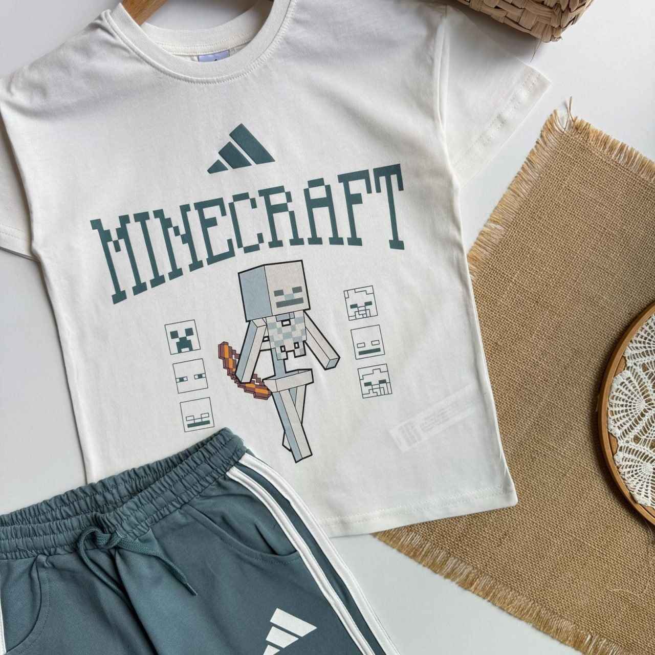 Adidas x Minecraft Kids Sporty T-Shirt and Shorts Set Shorts Summer Set – Kids Boys (Ages 3 to 10)