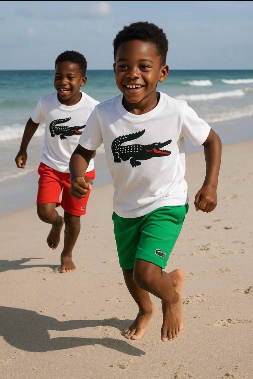 La Coste Kids Crocodile Tee and Shorts Summer Set –– Kids Boys/Girls (Ages 3 to 12)